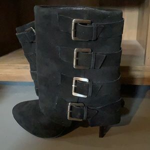 Black Slip on Buckle boots/heels. Size 10